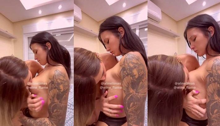 Lésbicas Aline Limas se deliciando com amiga tesuda Wine Flame