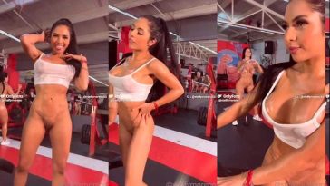 Saradas nuas na academia treinando sem roupa